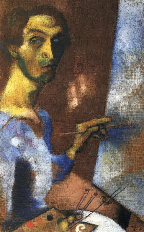 Selbstporträt mit Staffelei Zeitgenosse Marc Chagall Ölgemälde